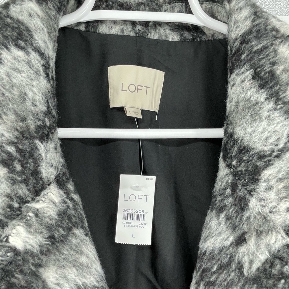 LOFT NWT LEOPARD ANIMAL PRINT WOOL BLEND GRAY BLACK COAT JACKET LARGE - Picture 6 of 9